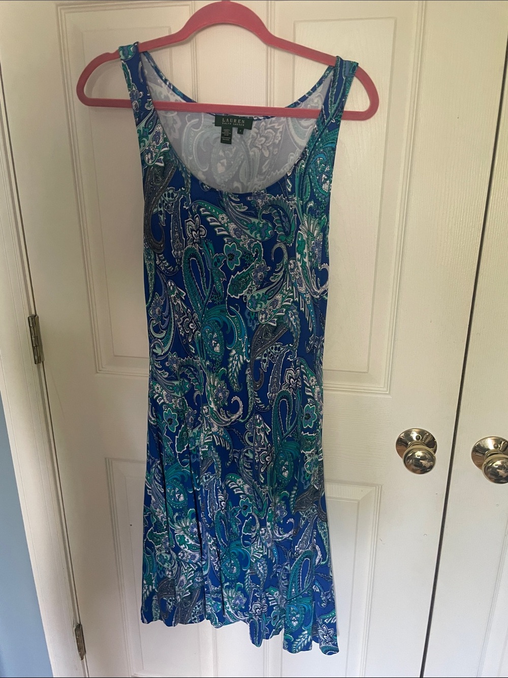 Lauren Ralph Lauren tank Dress in Blue & Teal Paisley size small